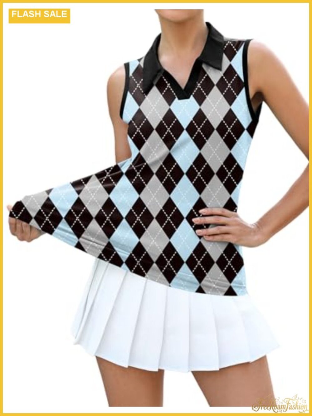 Sleeveless Golf Polo Shirt V Neck Collared Tennis Tank Top